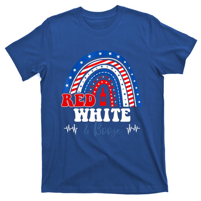 Red White Booze And Blessed Rainbow Usa Patriotic 4th Of July Gift T-Shirt