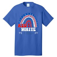 Red White Booze And Blessed Rainbow Usa Patriotic 4th Of July Gift Tall T-Shirt