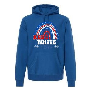 Red White Booze And Blessed Rainbow Usa Patriotic 4th Of July Gift Premium Hoodie