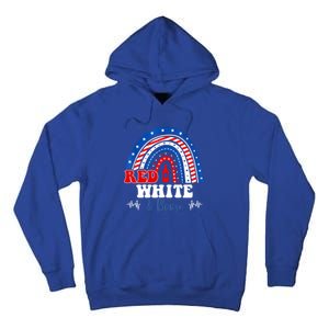 Red White Booze And Blessed Rainbow Usa Patriotic 4th Of July Gift Tall Hoodie