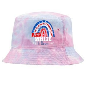 Red White Booze And Blessed Rainbow Usa Patriotic 4th Of July Gift Tie-Dyed Bucket Hat