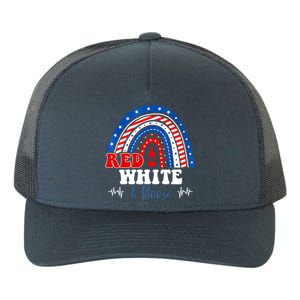 Red White Booze And Blessed Rainbow Usa Patriotic 4th Of July Gift Yupoong Adult 5-Panel Trucker Hat