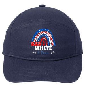 Red White Booze And Blessed Rainbow Usa Patriotic 4th Of July Gift 7-Panel Snapback Hat