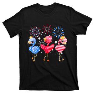 Red White Blue Flamingo 4th Of July Patriot US America Flag T-Shirt