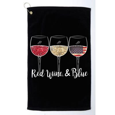 Red Wine & Blue 4th Of July Wine Red White Blue Wine Glasses Golf Towel