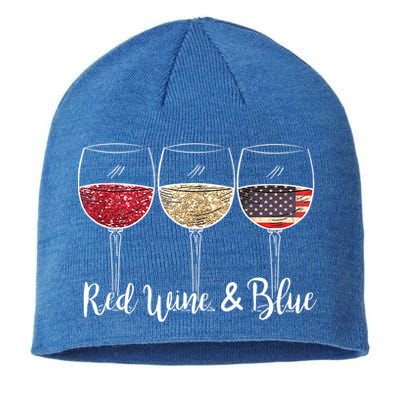 Red Wine & Blue 4th Of July Wine Red White Blue Wine Glasses Sustainable Beanie