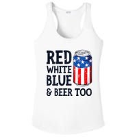 Red White Blue And Beer Too 4th Of July Drinking Ladies PosiCharge Competitor Racerback Tank