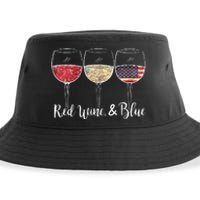 Red Wine Blue 4th Of July Wine Red White Blue Wine Glasses Sustainable Bucket Hat