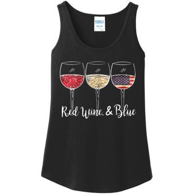 Red Wine Blue 4th Of July Wine Red White Blue Wine Glasses Ladies Essential Tank