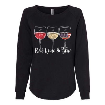 Red Wine Blue 4th Of July Wine Red White Blue Wine Glasses Womens California Wash Sweatshirt