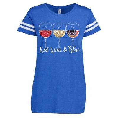 Red Wine Blue 4th Of July Wine Red White Blue Wine Glasses Enza Ladies Jersey Football T-Shirt