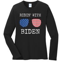 Ridin With Biden Cool Uncle Joe USA Aviator Vote 2020 Ladies Long Sleeve Shirt