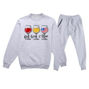 Red Wine & Blue 4th Of July Red White Blue Wine Glasses Premium Crewneck Sweatsuit Set