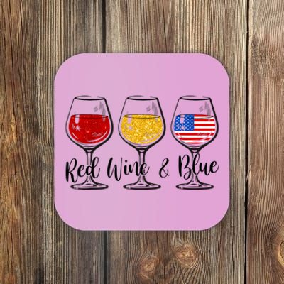 Red Wine & Blue 4th Of July Red White Blue Wine Glasses Coaster