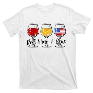 Red Wine & Blue 4th Of July Red White Blue Wine Glasses T-Shirt