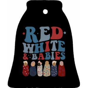 Red White Babies NICU Nurse 4th Of July Neonatal Nursing Ceramic Bell Ornament