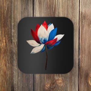 Red White Blue Lotus Symbol IM With Her Kamala Watercolor Gift Coaster