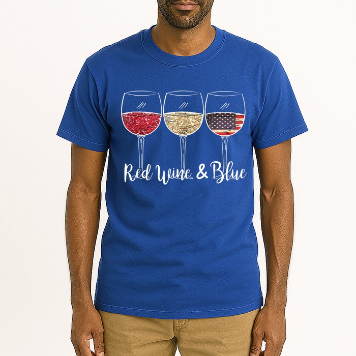 Red Wine & Blue 4th Of July Wine Red White Blue Wine Glasses Tall T-Shirt