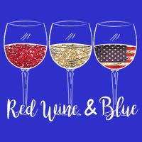 Red Wine & Blue 4th Of July Wine Red White Blue Wine Glasses Tall T-Shirt