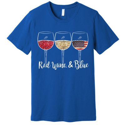 Red Wine & Blue 4th Of July Wine Red White Blue Wine Glasses Premium T-Shirt