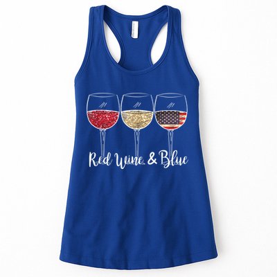 Red Wine & Blue 4th Of July Wine Red White Blue Wine Glasses Womens Tank Top