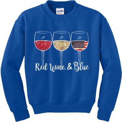 Red Wine & Blue 4th Of July Wine Red White Blue Wine Glasses Kids Sweatshirt