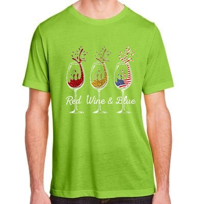 Red Wine & Blue 4th Of July Wine Red White Blue Wine Glasses Adult ChromaSoft Performance T-Shirt