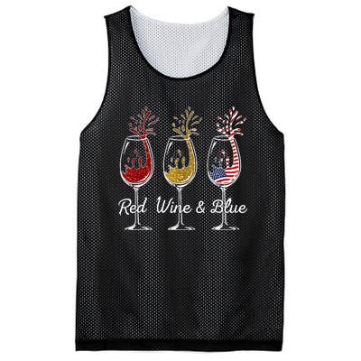 Red Wine & Blue 4th Of July Wine Red White Blue Wine Glasses Mesh Reversible Basketball Jersey Tank