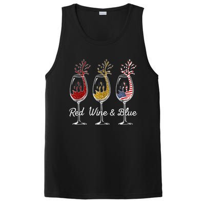 Red Wine & Blue 4th Of July Wine Red White Blue Wine Glasses PosiCharge Competitor Tank