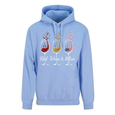 Red Wine & Blue 4th Of July Wine Red White Blue Wine Glasses Unisex Surf Hoodie