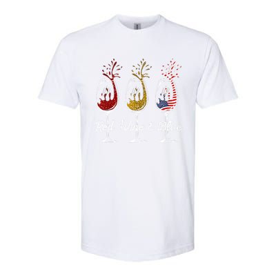 Red Wine & Blue 4th Of July Wine Red White Blue Wine Glasses Softstyle® CVC T-Shirt