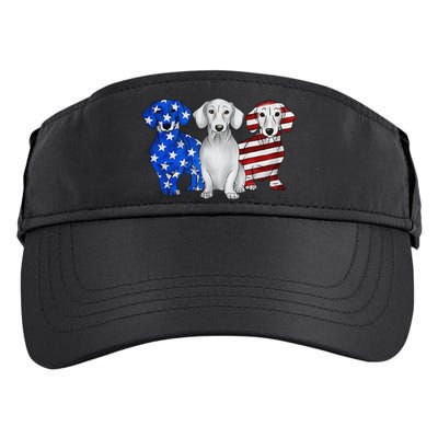 Red White Blue Dachshund American Flag 4th Of July Patriot Adult Drive Performance Visor