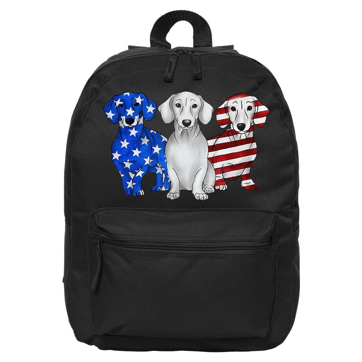 Red White Blue Dachshund American Flag 4th Of July Patriot 16 in Basic Backpack