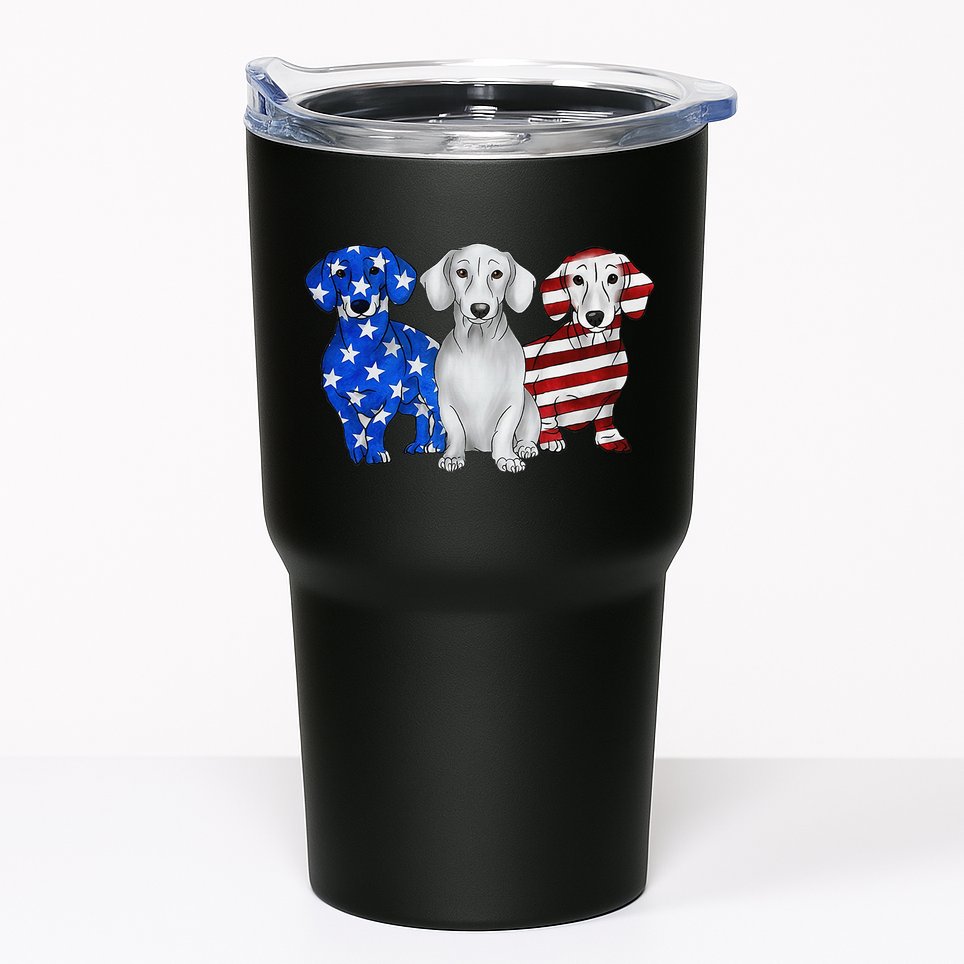 Red White Blue Dachshund American Flag 4th Of July Patriot Tumbler