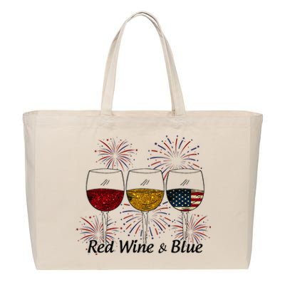 Red Wine & Blue Cotton Canvas Jumbo Tote