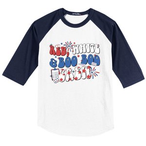 Red White Boo Boo Crew 4th July Baseball Sleeve Shirt