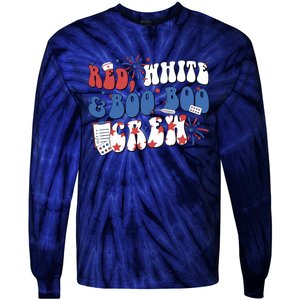 Red White Boo Boo Crew 4th July Tie-Dye Long Sleeve Shirt