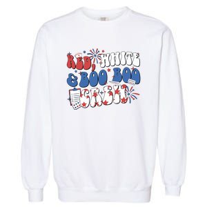 Red White Boo Boo Crew 4th July Garment-Dyed Sweatshirt