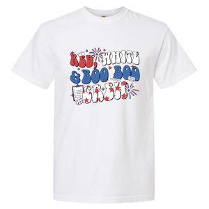 Red White Boo Boo Crew 4th July Garment-Dyed Heavyweight T-Shirt