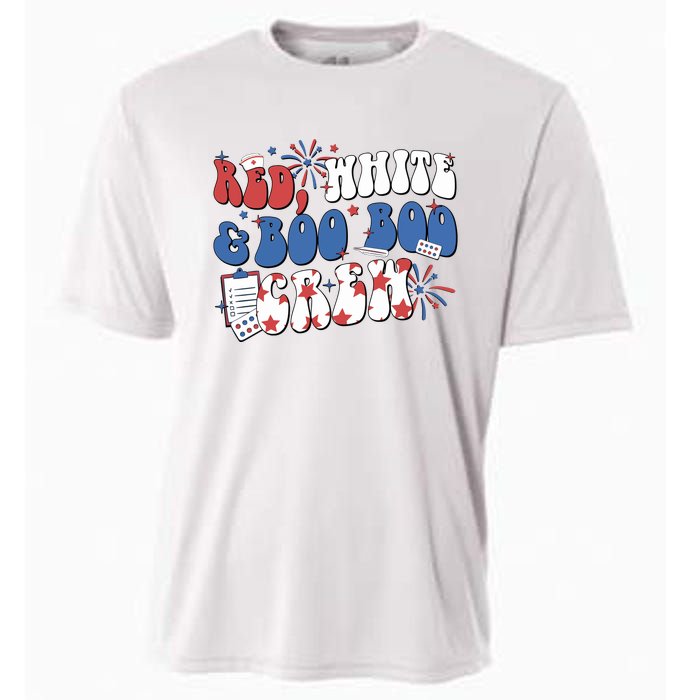 Red White Boo Boo Crew 4th July Cooling Performance Crew T-Shirt