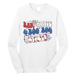 Red White Boo Boo Crew 4th July Long Sleeve Shirt