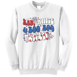 Red White Boo Boo Crew 4th July Sweatshirt