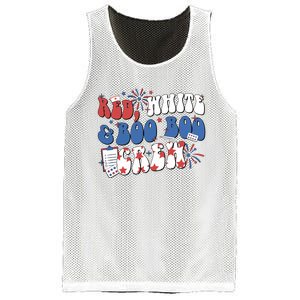 Red White Boo Boo Crew 4th July Mesh Reversible Basketball Jersey Tank