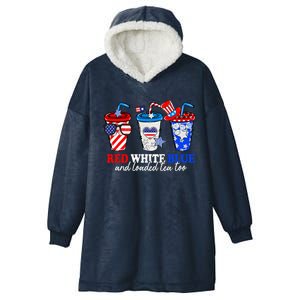 Red White Blue And Loaded Tea Too 4th Of July Hooded Wearable Blanket