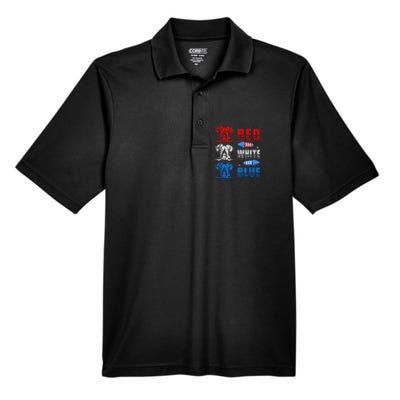 Red White Blue Three Cute Great Dane 4th July American Flag Men's Origin Performance Pique Polo