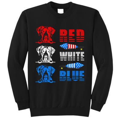 Red White Blue Three Cute Great Dane 4th July American Flag Sweatshirt