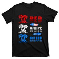 Red White Blue Three Cute Great Dane 4th July American Flag T-Shirt