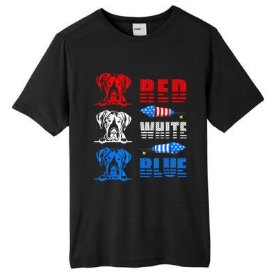 Red White Blue Three Cute Great Dane 4th July American Flag Tall Fusion ChromaSoft Performance T-Shirt