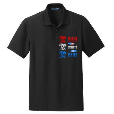 Red White Blue Three Cute Great Dane 4th July American Flag Dry Zone Grid Polo