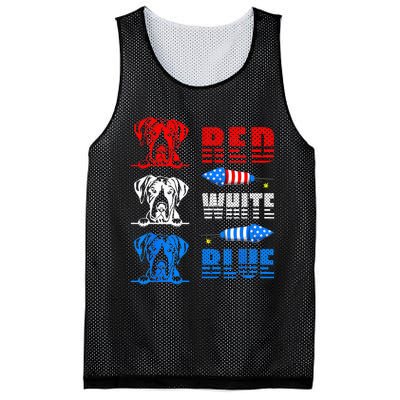 Red White Blue Three Cute Great Dane 4th July American Flag Mesh Reversible Basketball Jersey Tank